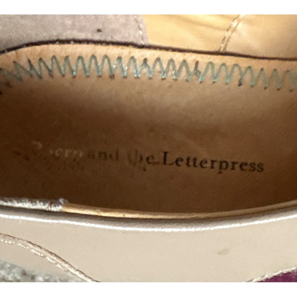 Pilcro And The Letterpress Mary Jane Shoes Women's Size 6 Brugundy Tan Retroglam - Picture 4 of 6
